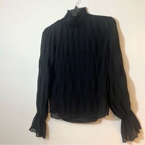 Stylish Black Anthro Pleated Top Size